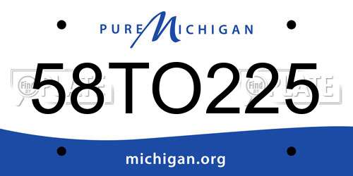 58TO225 Michigan License Plate
