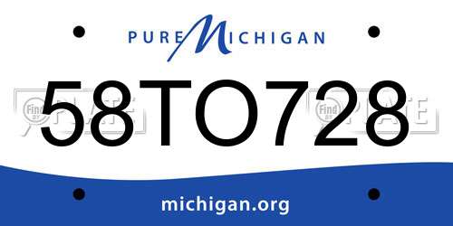 58TO728 Michigan License Plate