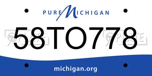 58TO778 Michigan License Plate