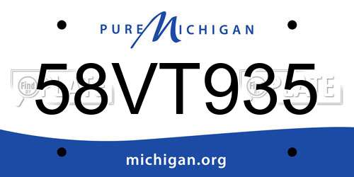 58VT935 Michigan License Plate