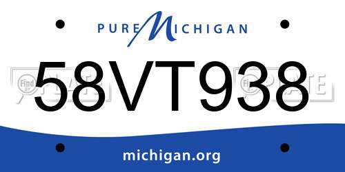 58VT938 Michigan License Plate