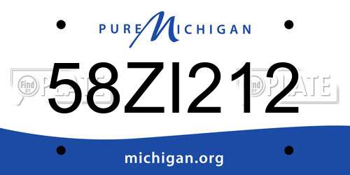 58ZI212 Michigan License Plate