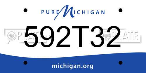 592T32 Michigan License Plate