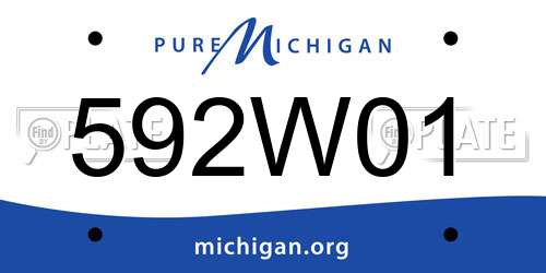 592W01 Michigan License Plate