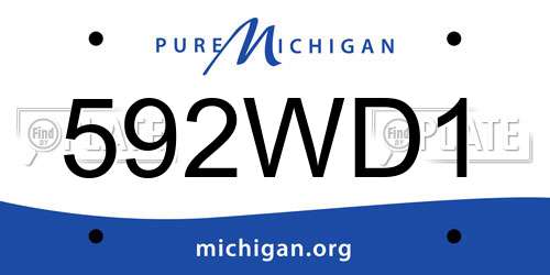 592WD1 Michigan License Plate