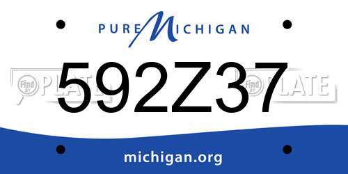592Z37 Michigan License Plate