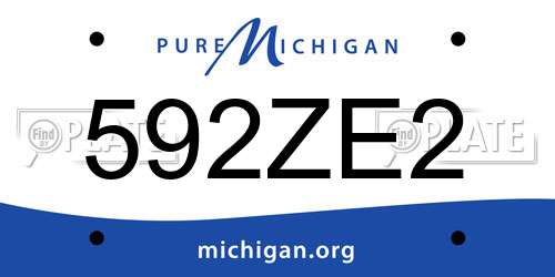 592ZE2 Michigan License Plate