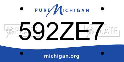 592ZE7 Michigan License Plate