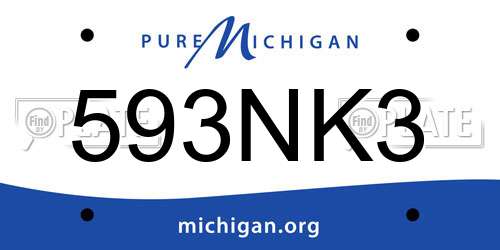 593NK3 Michigan License Plate