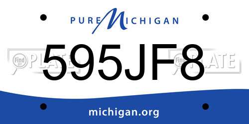 595JF8 Michigan License Plate