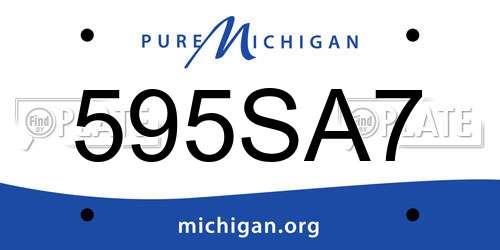 595SA7 Michigan License Plate