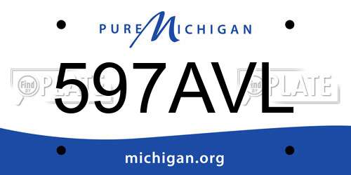 597AVL Michigan License Plate