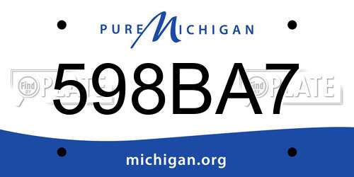 598BA7 Michigan License Plate
