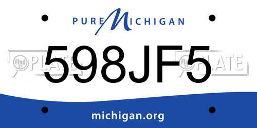 598JF5 Michigan License Plate