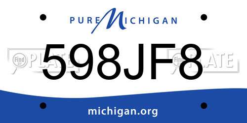 598JF8 Michigan License Plate