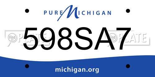 598SA7 Michigan License Plate
