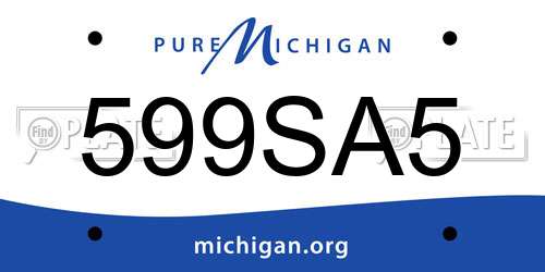 599SA5 Michigan License Plate
