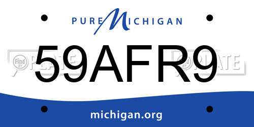59AFR9 Michigan License Plate
