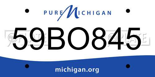59BO845 Michigan License Plate