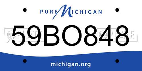 59BO848 Michigan License Plate