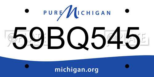 59BQ545 Michigan License Plate