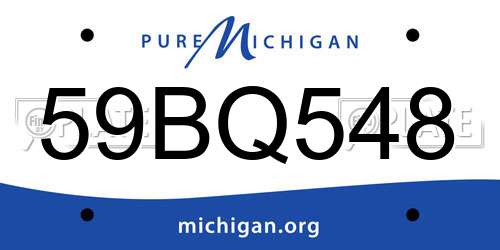59BQ548 Michigan License Plate
