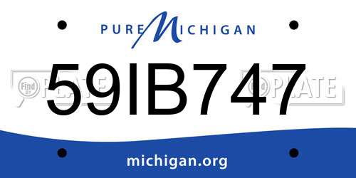 59IB747 Michigan License Plate