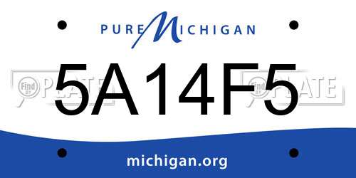5A14F5 Michigan License Plate