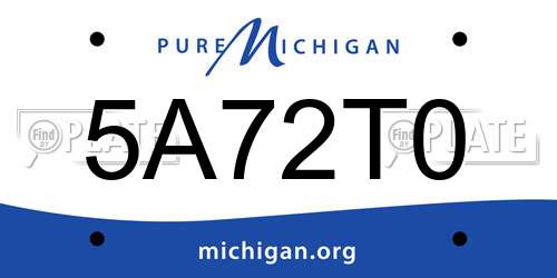 5A72T0 Michigan License Plate