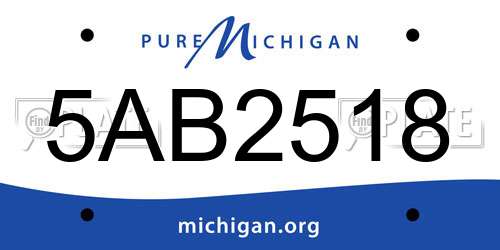 5AB2518 Michigan License Plate