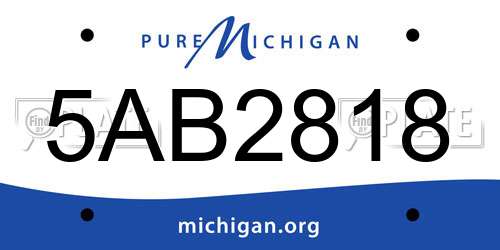 5AB2818 Michigan License Plate