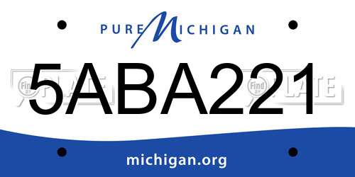 5ABA221 Michigan License Plate