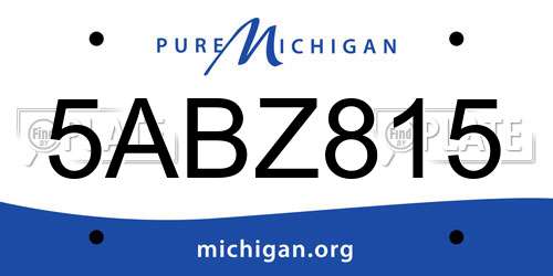 5ABZ815 Michigan License Plate