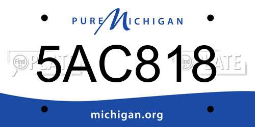 5AC818 Michigan License Plate