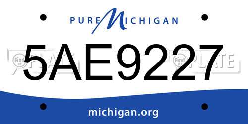 5AE9227 Michigan License Plate