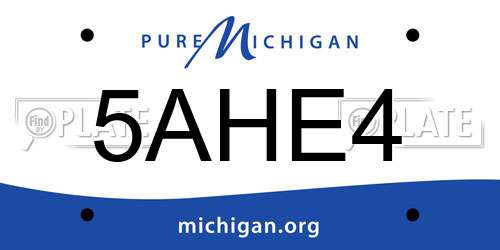5AHE4 Michigan License Plate