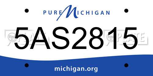 5AS2815 Michigan License Plate