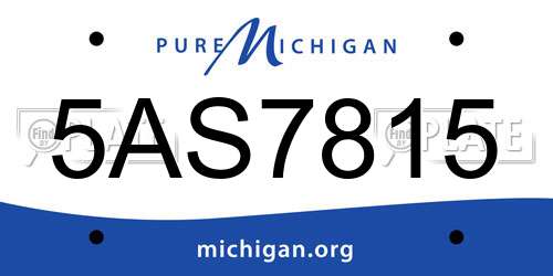 5AS7815 Michigan License Plate