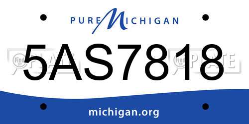 5AS7818 Michigan License Plate