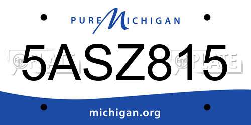 5ASZ815 Michigan License Plate