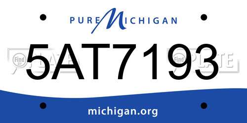 5AT7193 Michigan License Plate
