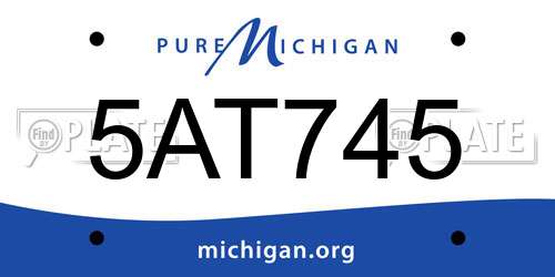 5AT745 Michigan License Plate