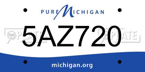 5AZ720 Michigan License Plate