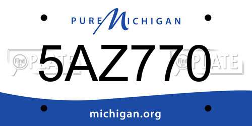 5AZ770 Michigan License Plate