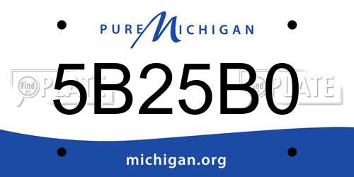 5B25B0 Michigan License Plate