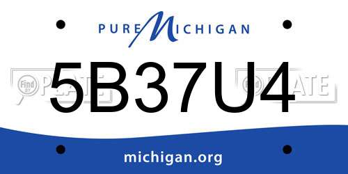 5B37U4 Michigan License Plate