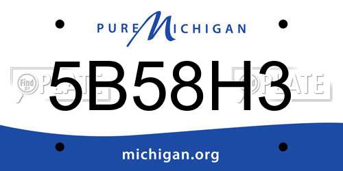 5B58H3 Michigan License Plate