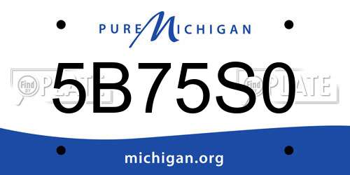 5B75S0 Michigan License Plate