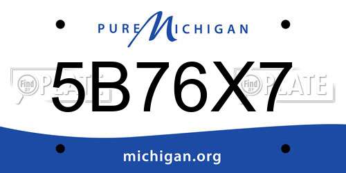 5B76X7 Michigan License Plate