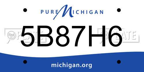 5B87H6 Michigan License Plate